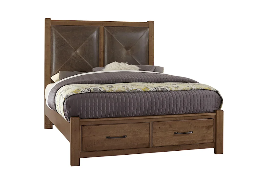 Cool Rustic Queen Leather Bed with Storage Footboard by Artisan & Post at Esprit Decor Home Furnishings